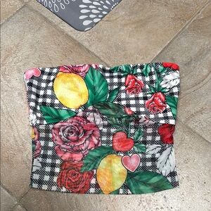 Floral and Fruit Print Tube Top